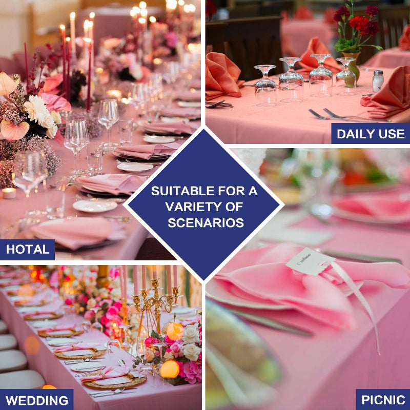 GFCC 54x54'' Pink Polyester Tablecloth Christmas Square Table Cloth Washable Polyester Wedding Party Buffet Table Birthday Party Supplies Decoration - Image 5